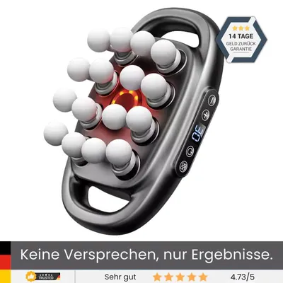Produktbild von RelaxPlate Massageplatte mit Rotlicht – kabelloses Ganzkörper-Massagegerät, Akku 2000 mAh, USB-C – 16 Massageköpfe