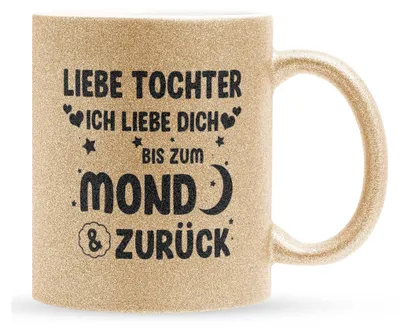 Produktbild von 22Feels Glitzertasse Gold Tochter Geschenk Geburtstag 18 Jahre Kinder Mädchen Abi Uni Abschluss Bachelor Master Weihnachten Haferl Konfirmation Firmung Teenager Geschenkidee Bürotasse