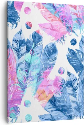 Produktbild von Bild auf Leinwand - Leinwandbild - Einteilig - Federn Vögel Bunt Komposition - 50x70cm - Wand Bild - Wanddeko - Wandbilder - Leinwanddruck - Wanddekoration - Leinwand bilder - Wandbild - PA50x70-2945