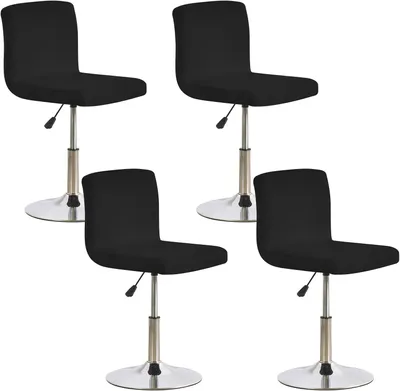 Obrázek produktu pro Potah na židli s opěradlem, elastický, 4 kusy, černý, vhodný pro krátké otočné židle