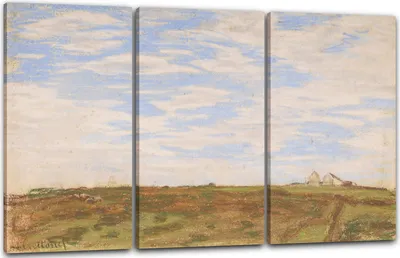 Produktbild von Leinwandbild 3-teilig (120x80cm): Claude Monet - Landschaft (1860-1926), echter Holz-Keilrahmen inkl. Aufhänger, handgefertigt in Deutschland