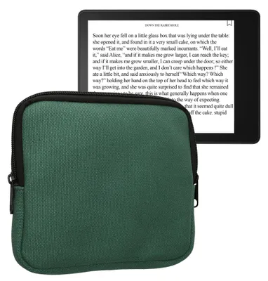 Produktbild von kwmobile Schutzhülle aus Canvas kompatibel mit 6,8-7" eReader Hülle - Canvashülle für e-Reader mit Reißverschluss - Dunkelgrün