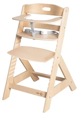 Immagine prodotto di Seggiolone per bambini Liv Up - Seggiolone in legno regolabile e adattabile alla crescita - Seggiolone per bambini con cintura di sicurezza - adatto dai 6 mesi fino a 70 kg - colore naturale