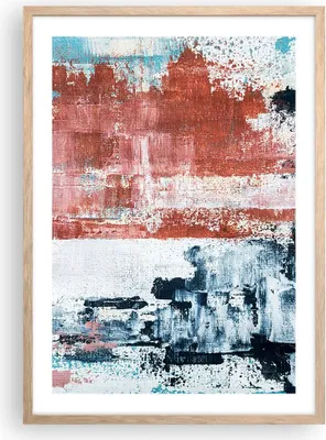 Produktbild von Gerahmtes Poster - Rahmen in heller Eiche - Abstraktion Marine Rot - 50x70 cm - Wand Bild - Wanddeko - Wandbilder - Kunstposter - Wandposter - Bilderrahmen - Bilder - Kunstdruck - P2NPA50x70-4883