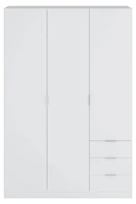 Produktbild von 3-türiger Kleiderschrank - Weiß, für Schlafzimmer 52x121 cm