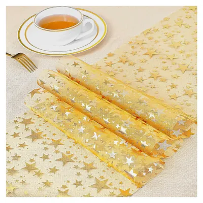 Produktbild von 28 cm x 2,7 m Tüll in Gold, Tischläufer in Gold, Glänzende Tischdecke für Partys, Geburtstage, Hochzeiten, Neujahr und Weihnachten