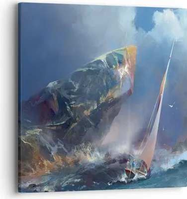 Produktbild von Bild auf Leinwand - Leinwandbild - Meer Segelboot - 40x40cm - Wand Bild - Wanddeko - Wandbilder - Leinwanddruck - Bilder - Kunstdruck - Wanddekoration - Leinwand bilder - Wandkunst - AC40x40-3923