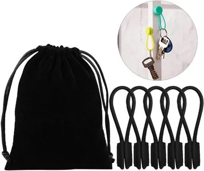 Zdjęcie produktu dla Silikonowe uchwyty do kabli USB, zestaw 6 sztuk, czarne organizery do kabli