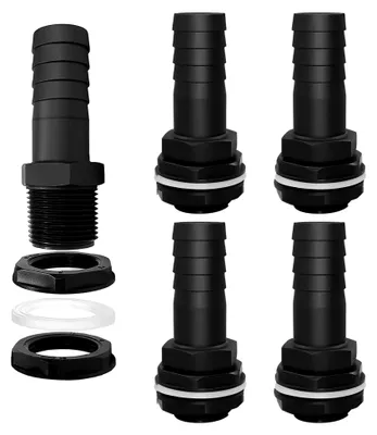 Produktbild von 4 Stück Regentonnendurchführungen 1 Zoll, PVC Schlauchanschlüsse 25 mm, Regenfass Verbinder für Wassertanks und Zisternen