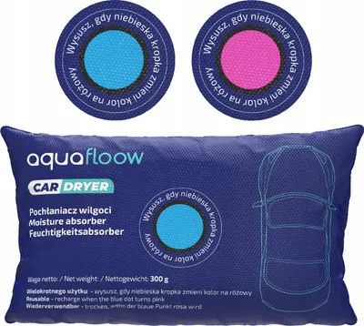 Immagine prodotto di Aquafloow 1 pezzo da 300 g - Assorbente di umidità per auto con indicatore - Riutilizzabile, biossido di silicio