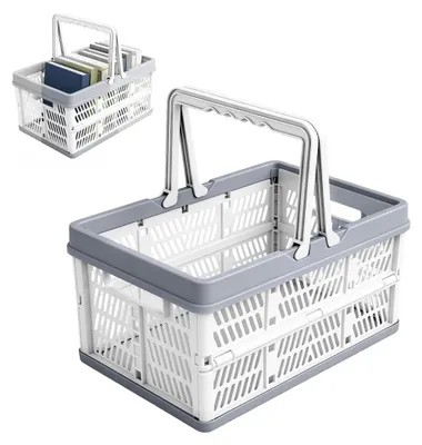 Faltbox mit Griff, 30,5x20,5x16,5 cm, grau, 2er Set