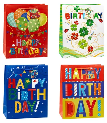 Produktbild von TSI Geschenktüten HAPPY BIRTHDAY, 12er Packung, Größe: Groß (HxBxT 32 x 26 x 13,