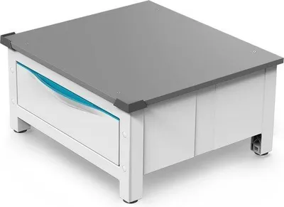 Immagine prodotto di Rialzo per lavatrice o asciugatrice con ripiano estraibile da 28 L - tecnopolimero, max. 250 kg, bianco