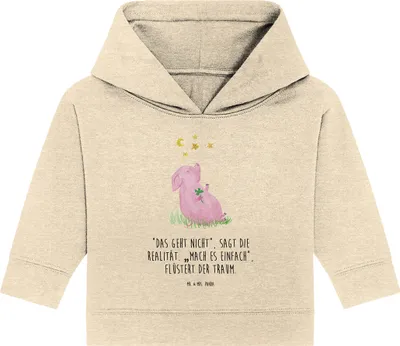 Produktbild von Mr. & Mrs. Panda Organic Baby Hoodie Schwein Glück 12. - 18. Monat - Natural Raw - Geschenk, Ziele, Glücksbringer, Lustige Sprüche, Motivation, Träume, Kapuzensweatshirt