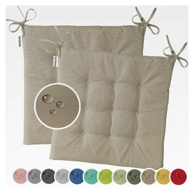 Produktbild von 2er Set Outdoor Stuhlkissen Sitzkissen wasserabweisend wetterfest 40x40 gesteppt für Gartenstuhl und Gartenbank