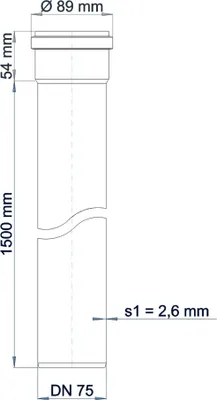 Produktbild von Poloplast POLO-KAL NG, Steckmuffenrohr, DN 75, Stange mit 1500mm, 1 Stk.
