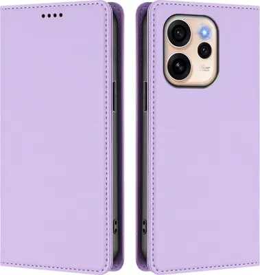 Immagine prodotto di Custodia in pelle per Oppo Reno15 Pro, custodia magnetica in Finto cuoio con supporto viola chiaro
