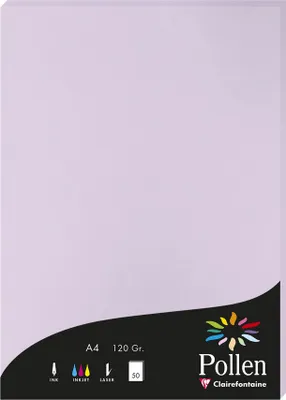 Produktbild von Clairefontaine Pollen Papier Glyzinienblau 120g/m² DIN-A4 50 Blatt