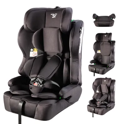 Image de Siège auto Bebies First Grandtour V2, i-Size, groupe 1/2/3, noir – siège auto évolutif de 76 à 150 cm, fixation avec ceinture de sécurité du véhicule, norme ECE R129