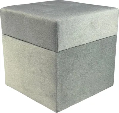 Produktbild von Velours-Hocker ELEMENT 40x40 cm quadratisch mit Stauraum – aufklappbarer, pflegeleichter und schwer entflammbarer Polsterhocker – Hellgrau