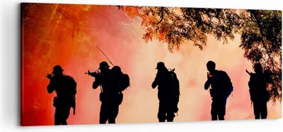 Produktbild von Bild auf Leinwand - Leinwandbild - Soldat Gewehr - 120x50cm - Wand Bild - Wanddeko - Wandbilder - Leinwanddruck - Bilder - Kunstdruck - Wanddekoration - Leinwand bilder - Wandkunst - AB120x50-3977
