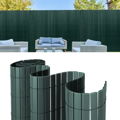 Obrázek produktu pro Soukromá PVC zástěna 1,4 x 3 m – zelená – tvar W – do zahrady a na terasu – odolná proti větru a povětrnostním vlivům – odolná proti UV záření