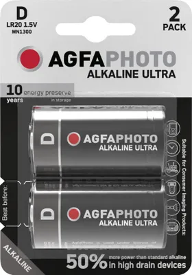 Image de AGFAPHOTO Pile Alcaline Ultra D 1.5V 2er Blister