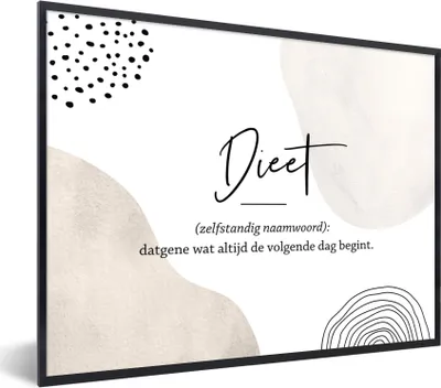 Produktbild von MuchoWow® Gerahmtes Poster Sprichwörter - Zitate - Diät - Wörterbuch - Diät Definition 80x60 cm - Poster mit Schwarzem Bilderrahmen Wandposter Rahmen Foto Bilder - Schwarzem - Mit Gestell