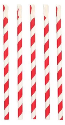 Produktbild von 1000 Papstar Trinkhalme mit Löffel Papier Ø 10 mm, 23 cm rot/weiss Stripes 37052