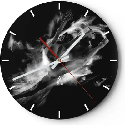 Produktbild von Wanduhr - Rund - Glasuhr - Tanz Mann spring - 40x40cm - Schleichendes Uhrwerk - Lautlos - zum Aufhängen bereit - Dekoration Modern - Wanddekoration aus Glas - C3AR40x40-4391