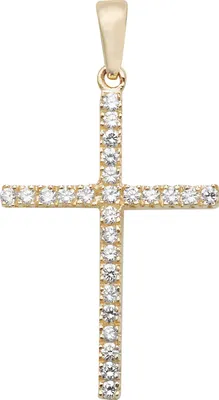 Image de Pendentif Femme Croix Or 375/1000 avec Oxyde de Zirconium - 33mm*19mm; TRS10739