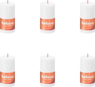 Immagine prodotto di Bolsius - Candela a colonna rustica - 130/68 - 1 pezzo per confezione - Bianco nuvoloso - Confezione risparmio - 6 pezzi