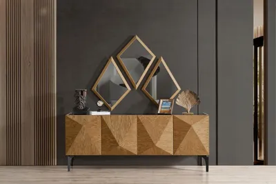 Image de Ensemble salon marron Buffet design x miroirs