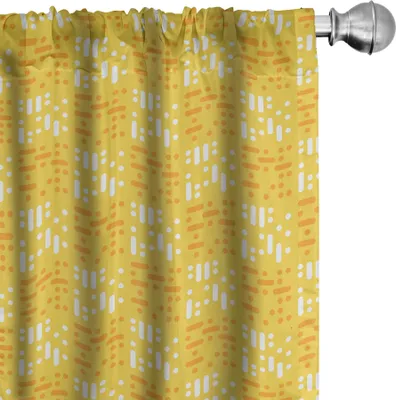 Produktbild von ABAKUHAUS Abstrakt Vorhänge, Gardinen, Repetitive Moderne Minimal-Entwurfs-Muster mit Punkten und kleinen Linien, 2 Stück 75 x 225 cm, Senf Ringelblume