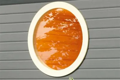 Produktbild von Fensterelement Karibu rund Klarglas 840 x 840 für 38 mm Wandstärke elfenbeinweiß