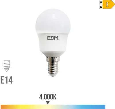 Image de Ampoule Led E14 Sphérique Lumière Du Jour 4000k - Edm