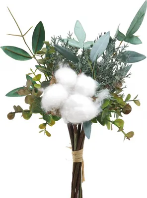 Produktbild von Kunstblumenstrauß mit Eukalyptus und Baumwollzweigen für Winterdekoration