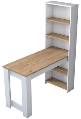 Image de Coiffeuse Table de maquillage en Bois MDF noyer et blanc - L 120 × P 53,8 × H 153,6 cm