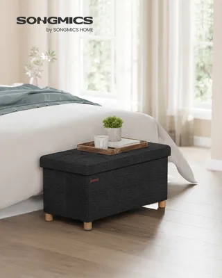 Obrázek produktu pro Stolička SONGMICS, 77L, skládací sedací truhla, úložný box, černá barva