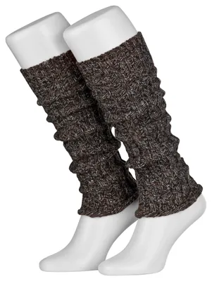Produktbild von Tobeni Damen Strickstulpen 40 cm - Warme Beinwärmer mit Wolle - Legwarmer, Farbe:Multicolour - Braun, Grösse:One Size