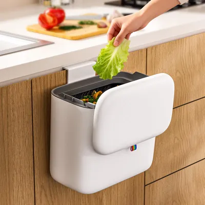 Immagine prodotto di Contenitore per compostaggio da 6,8 litri, con coperchio, per la cucina, colore bianco