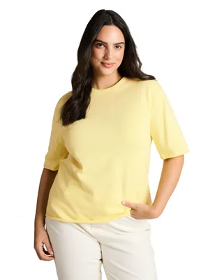 Produktbild von TOM TAILOR Plussize Kurzarm-Pullover mit Kaschmir