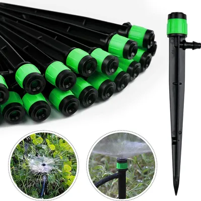 Obrázok produktu pre 100 ks záhradný zavlažovací kvapkač 360° nastaviteľná zavlažovacia dýza pre 1/4 (4-7 mm) kvapkaciu hadicu na zavlažovanie záhrady, skleníka, trávnika (zelená)