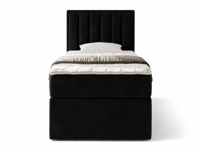 Produktbild von NORDELO Boxspringbett MORFEO 120x200 cm NEW VELO Velvet Schwarz Komplett-Set gepolstertes Einzelbett mit Stauraum, Matratze und 4 cm Visco-Topper, Bonellfederkernmatratze, T30-Schaum