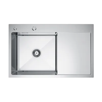 Immagine prodotto di VBChome Lavello da cucina 78×49 cm in acciaio inossidabile color acciaio con sgocciolatoio a destra – Lavello a vasca singola da incasso, profondità 21 cm, mobile sottolavello minimo 50 cm