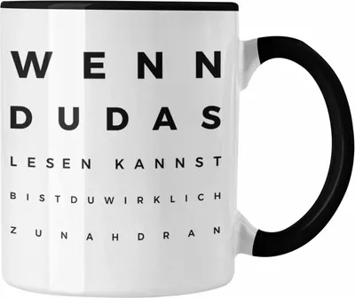 Produktbild von Trendation - Optiker Geschenk Tasse Augenarzt Lustiger Spruch Augenarztpraxis Geschenke Optikerin Meister Meisterin (Schwarz)