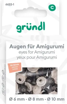Produktbild von Gründl Augen für Amigurumi Ø 6/8/10 mm 30 Stück