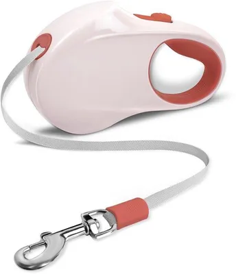 Produktbild von Unyqoos® ausziehbare Hundeleine 5 m – Rollleine mit Anti-Rutsch-Griff, Einhand-Bremse & 360°-Drehgelenk, Nylonseil/Kunststoff, Pink, für kleine & große Hunde