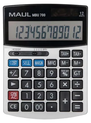 Image de Calculatrice de bureau MAUL MBU 700 affichage LCD 1 ligne, 12 chiffres pile solaire 15.5 x 11.5 x 2.5 cm noir