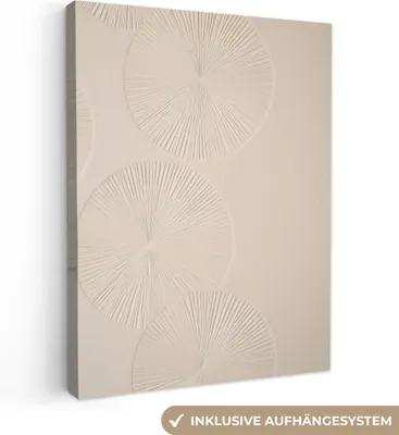 Obrázok produktu pre Plátno 60x80 cm - Japandi - Kruhy - béžová, obraz Moderné, nástenné dekorácie, maľba